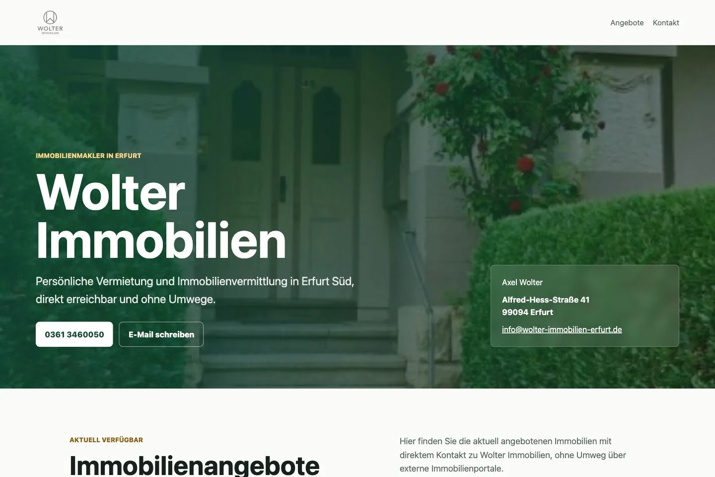 Desktop-Screenshot von Wolter Immobilien